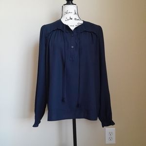 Joie peasant top limited-edition navy-blue long sleeve womens S